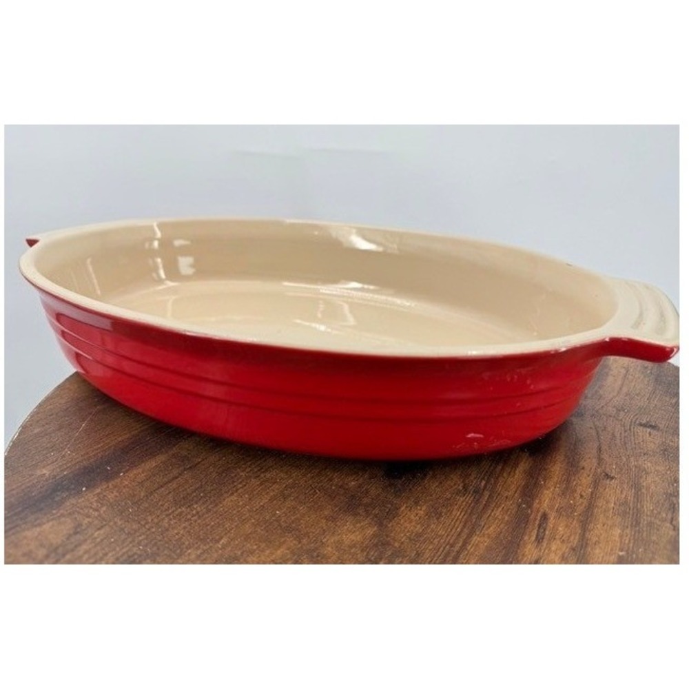 Le Creuset Cerise Red Oval Stoneware Gratin Dish 16-21 Baking Pan French